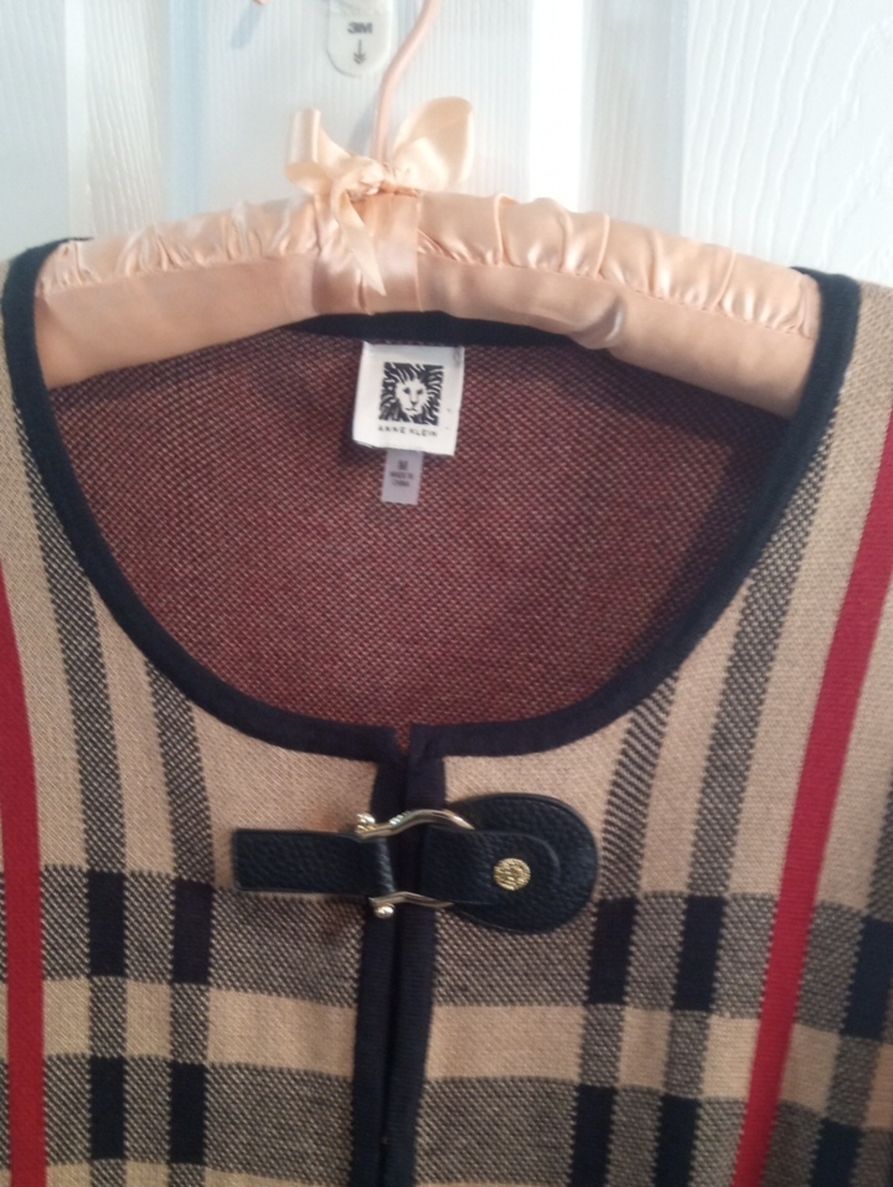ANNE KLEIN PLAID LONGLINE CARDIGAN - Picture 4 of 9
